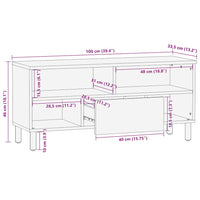 Thumbnail for TV-Schrank Schwarz 100x33,5x46 cm Raues Mangoholz