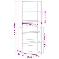 Thumbnail for Bücherregal Weiß 80x30x189 cm Holzwerkstoff