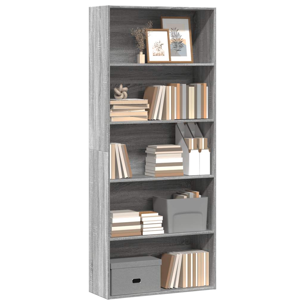 Bücherregal Grau Sonoma 80x30x189 cm Holzwerkstoff