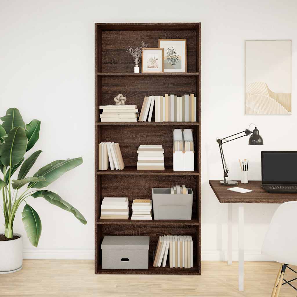 Bücherregal Braun Eichen-Optik 80x30x189 cm Holzwerkstoff