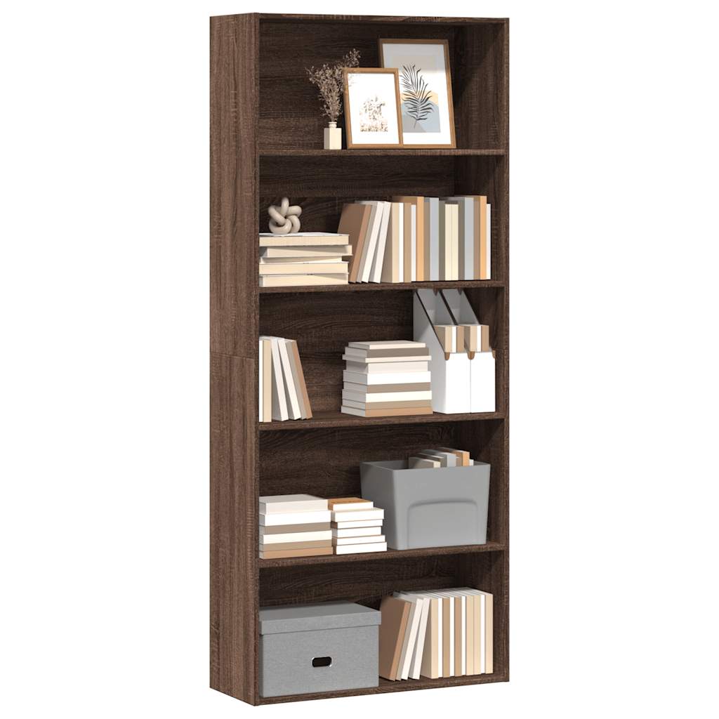 Bücherregal Braun Eichen-Optik 80x30x189 cm Holzwerkstoff