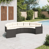Thumbnail for Gartensofa mit Kissen Halbrund Schwarz Poly-Rattan