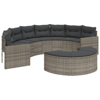 Thumbnail for Gartensofa mit Kissen Halbrund Grau Poly Rattan