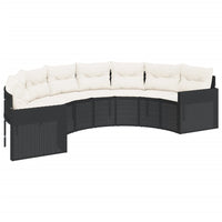 Thumbnail for Gartensofa mit Tisch und Kissen Halbrund Schwarz Poly-Rattan