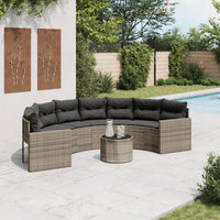 Thumbnail for Gartensofa mit Tisch und Kissen Halbrund Grau Poly Rattan