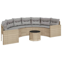 Thumbnail for Gartensofa mit Tisch und Kissen Halbrund Beige Poly-Rattan