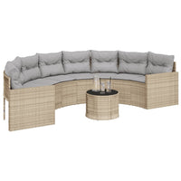 Thumbnail for Gartensofa mit Tisch und Kissen Halbrund Beige Poly-Rattan