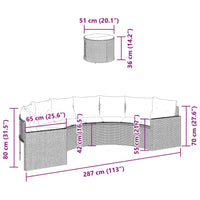 Thumbnail for Gartensofa mit Tisch und Kissen Halbrund Beige Poly-Rattan