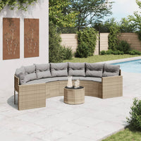Thumbnail for Gartensofa mit Tisch und Kissen Halbrund Beige Poly-Rattan