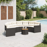 Thumbnail for Gartensofa mit Tisch und Kissen Halbrund Schwarz Poly-Rattan
