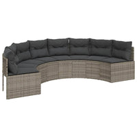 Thumbnail for Gartensofa mit Kissen Halbrund Grau Poly Rattan