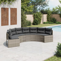 Thumbnail for Gartensofa mit Kissen Halbrund Grau Poly Rattan