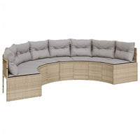 Thumbnail for Gartensofa mit Kissen Halbrund Beige Poly-Rattan
