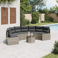 Thumbnail for Gartensofa mit Tisch und Kissen Halbrund Grau Poly Rattan