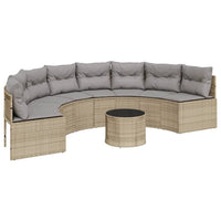 Thumbnail for Gartensofa mit Tisch und Kissen Halbrund Beige Poly-Rattan