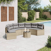 Thumbnail for Gartensofa mit Tisch und Kissen Halbrund Beige Poly-Rattan