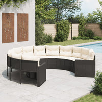 Thumbnail for Gartensofa mit Kissen Rund Schwarz Poly-Rattan