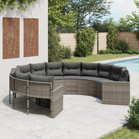 Thumbnail for Gartensofa mit Kissen Rund Grau Poly Rattan