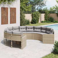 Thumbnail for Gartensofa mit Kissen Rund Beige Poly-Rattan