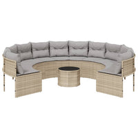 Thumbnail for Gartensofa mit Tisch und Kissen Rund Beige Poly-Rattan