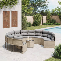 Thumbnail for Gartensofa mit Tisch und Kissen Rund Beige Poly-Rattan