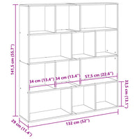 Thumbnail for Bücherregal Braun Eichen-Optik 132x29x141,5 cm Holzwerkstoff