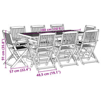 Thumbnail for 9-tlg. Garten-Essgruppe 180x90x75 cm Massivholz Akazie