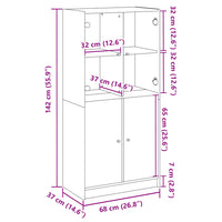 Thumbnail for Highboard mit Türen Artisan-Eiche 68x37x142 cm Holzwerkstoff