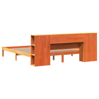 Thumbnail for Massivholzbett mit Regal ohne Matratze Wachsbraun 180x200 cm