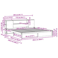 Thumbnail for Massivholzbett mit Regal ohne Matratze Weiß 200x200 cm Kiefer