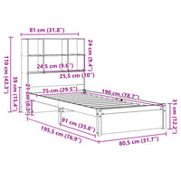 Thumbnail for Massivholzbett mit Regal ohne Matratze Weiß 75x190 cm Kiefer
