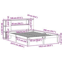 Thumbnail for Massivholzbett mit Regal ohne Matratze 140x200 cm Kiefer