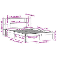 Thumbnail for Massivholzbett mit Regal ohne Matratze Wachsbraun 120x200 cm