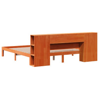 Thumbnail for Massivholzbett mit Regal ohne Matratze Wachsbraun 180x200 cm