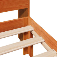 Thumbnail for Massivholzbett mit Regal ohne Matratze Wachsbraun 90x200 cm