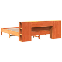 Thumbnail for Massivholzbett mit Regal ohne Matratze Wachsbraun 200x200 cm