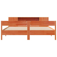 Thumbnail for Massivholzbett mit Regal ohne Matratze Wachsbraun 200x200 cm
