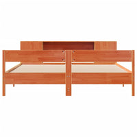 Thumbnail for Massivholzbett mit Regal ohne Matratze Wachsbraun 180x200 cm