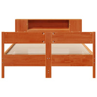 Thumbnail for Massivholzbett mit Regal ohne Matratze Wachsbraun 140x190 cm