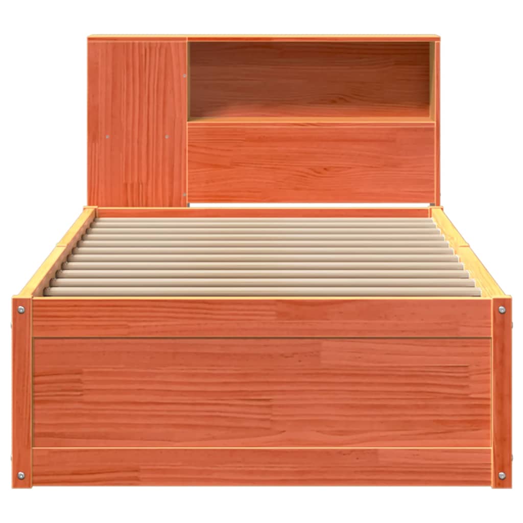 Massivholzbett ohne Matratze Wachsbraun 90x190 cm Kiefernholz