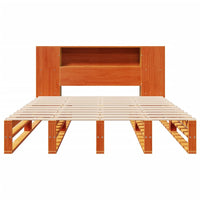 Thumbnail for Massivholzbett mit Regal ohne Matratze Wachsbraun 140x200 cm
