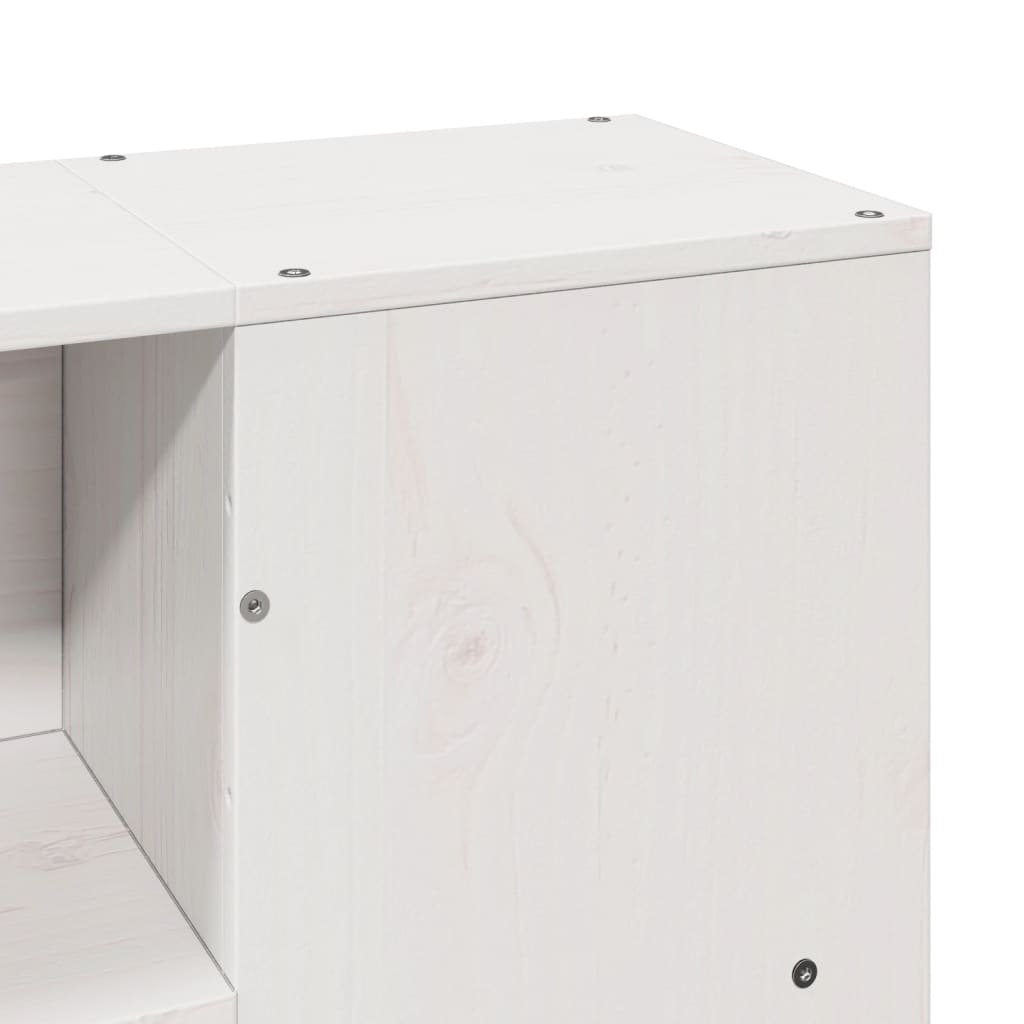 Massivholzbett mit Regal ohne Matratze Weiß 150x200 cm