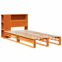 Thumbnail for Massivholzbett mit Regal ohne Matratze Wachsbraun 100x200 cm