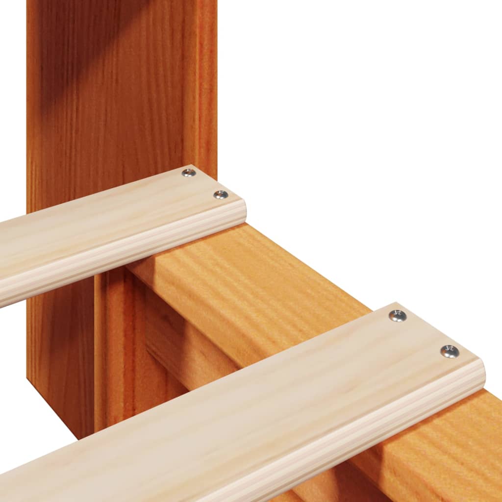 Massivholzbett mit Regal ohne Matratze Wachsbraun 75x190 cm