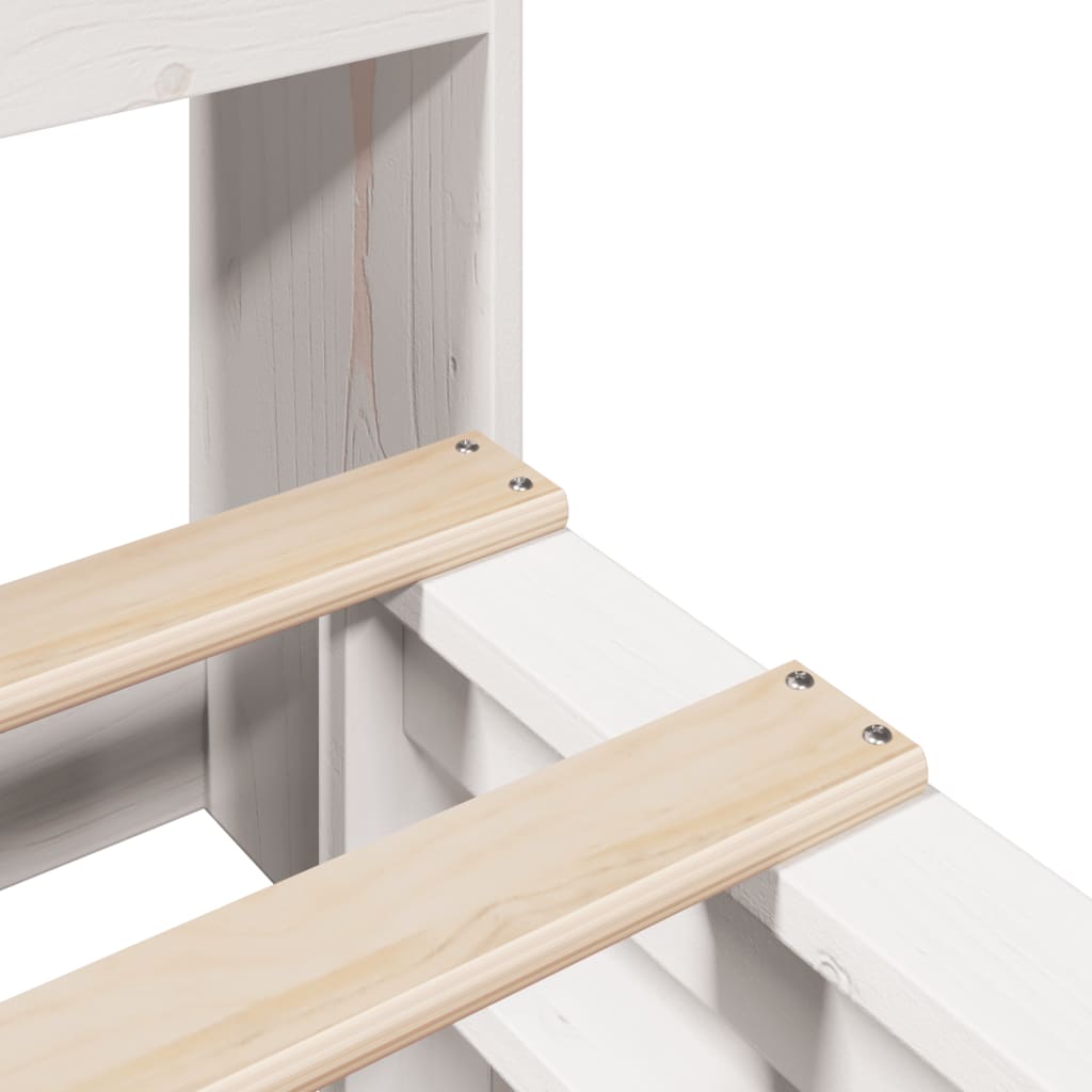 Massivholzbett mit Regal ohne Matratze Weiß 100x200 cm