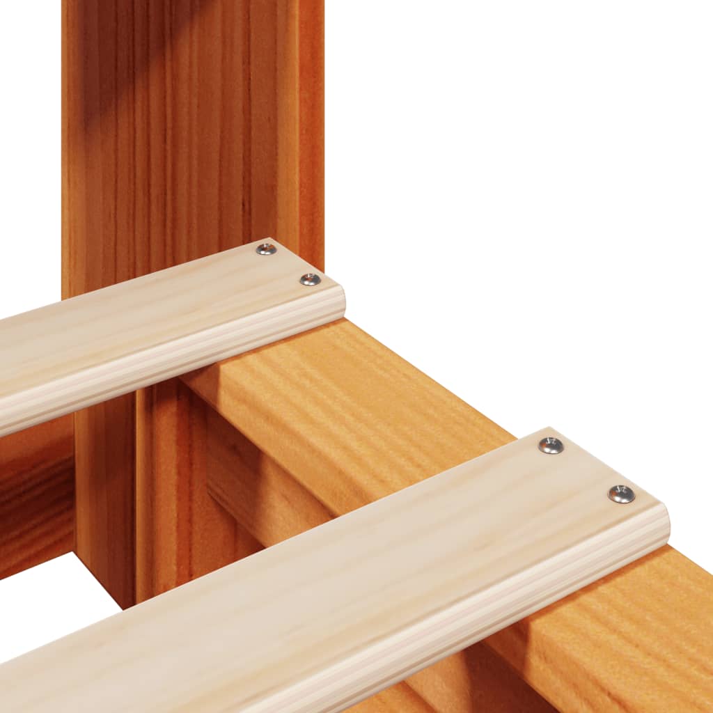 Massivholzbett mit Regal ohne Matratze Wachsbraun 90x190 cm