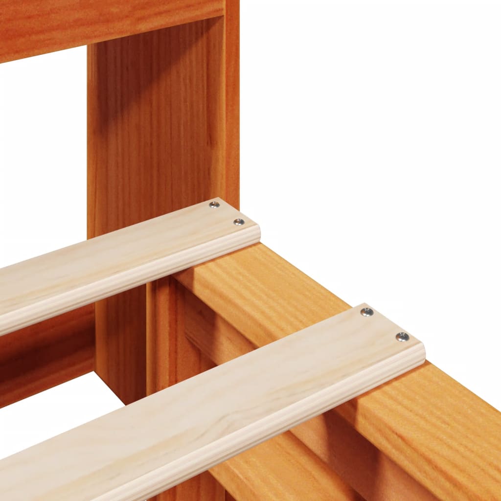 Massivholzbett ohne Matratze Wachsbraun 135x190 cm Massivholz