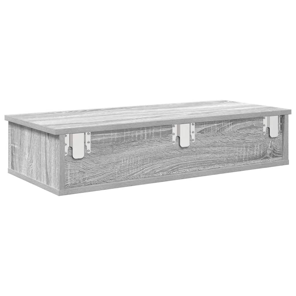 Wandregal mit Schubladen Grau Sonoma 80x31x17 cm Holzwerkstoff