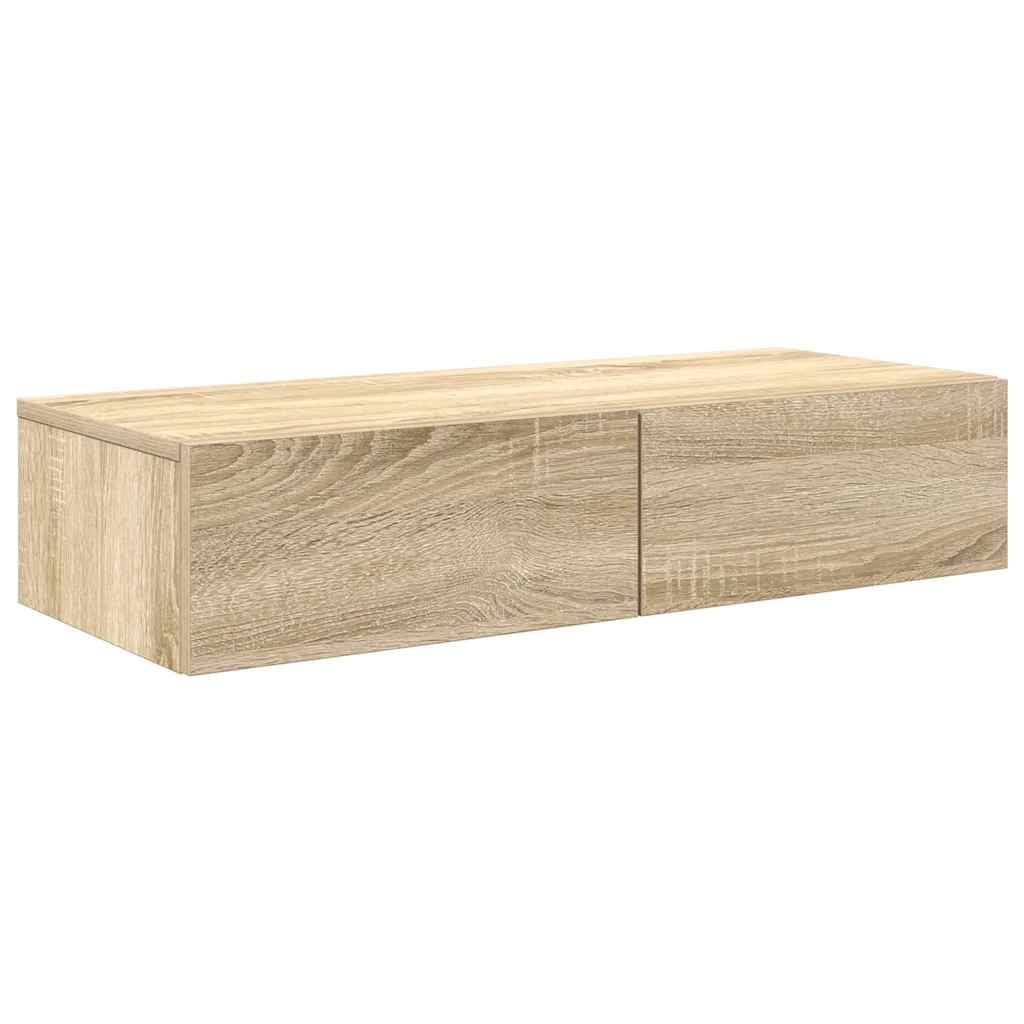 Wandregal mit Schubladen Sonoma-Eiche 80x33x17 cm Holzwerkstoff