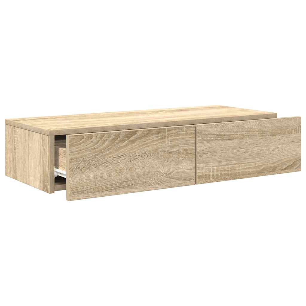 Wandregal mit Schubladen Sonoma-Eiche 80x33x17 cm Holzwerkstoff